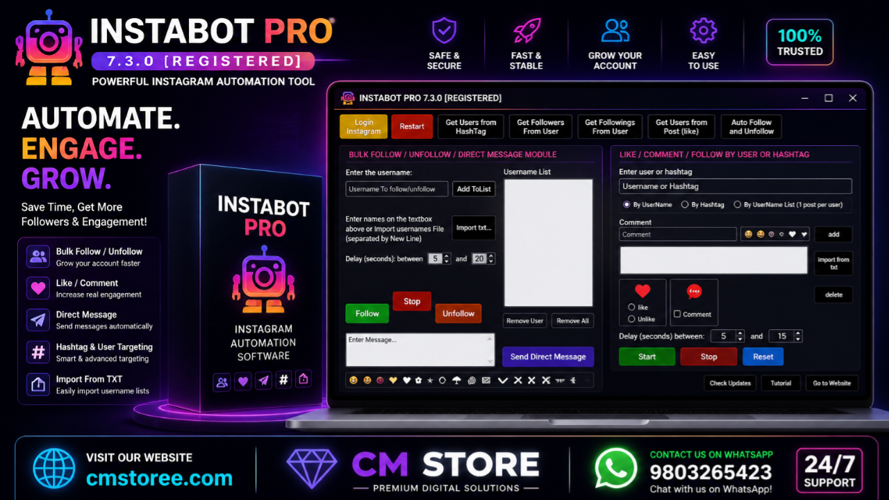 Instabot Pro v7.3.0 Automation pc software
