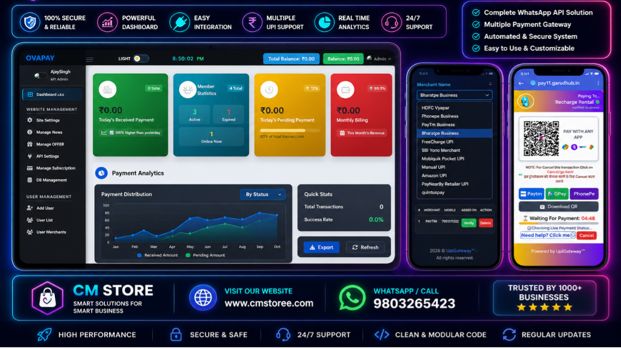 OVAPAY Admin Panel Best Payment Gateway for 2026