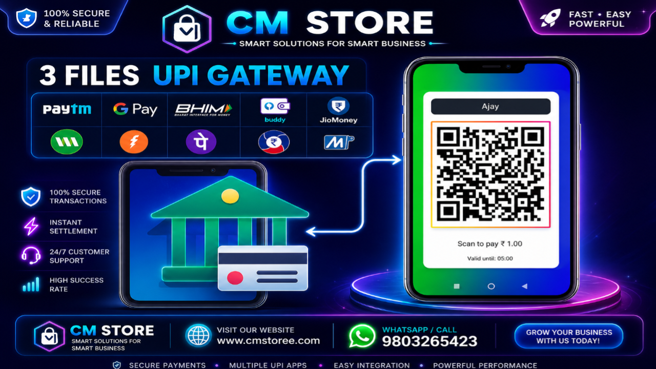 Three-Files UPI QR Payment Gateway Script – No Admin Panel Required