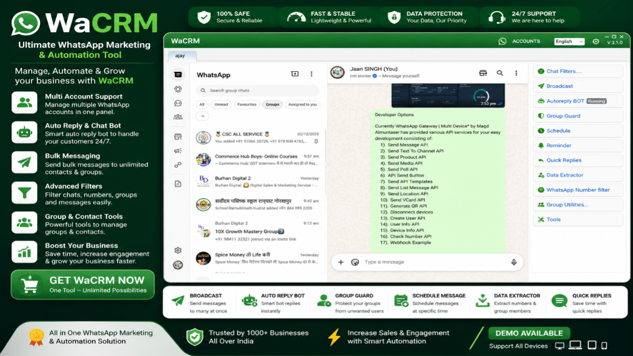 WaCRM Pro v3.1.0 – Ultimate WhatsApp Marketing & Automation CRM Tool