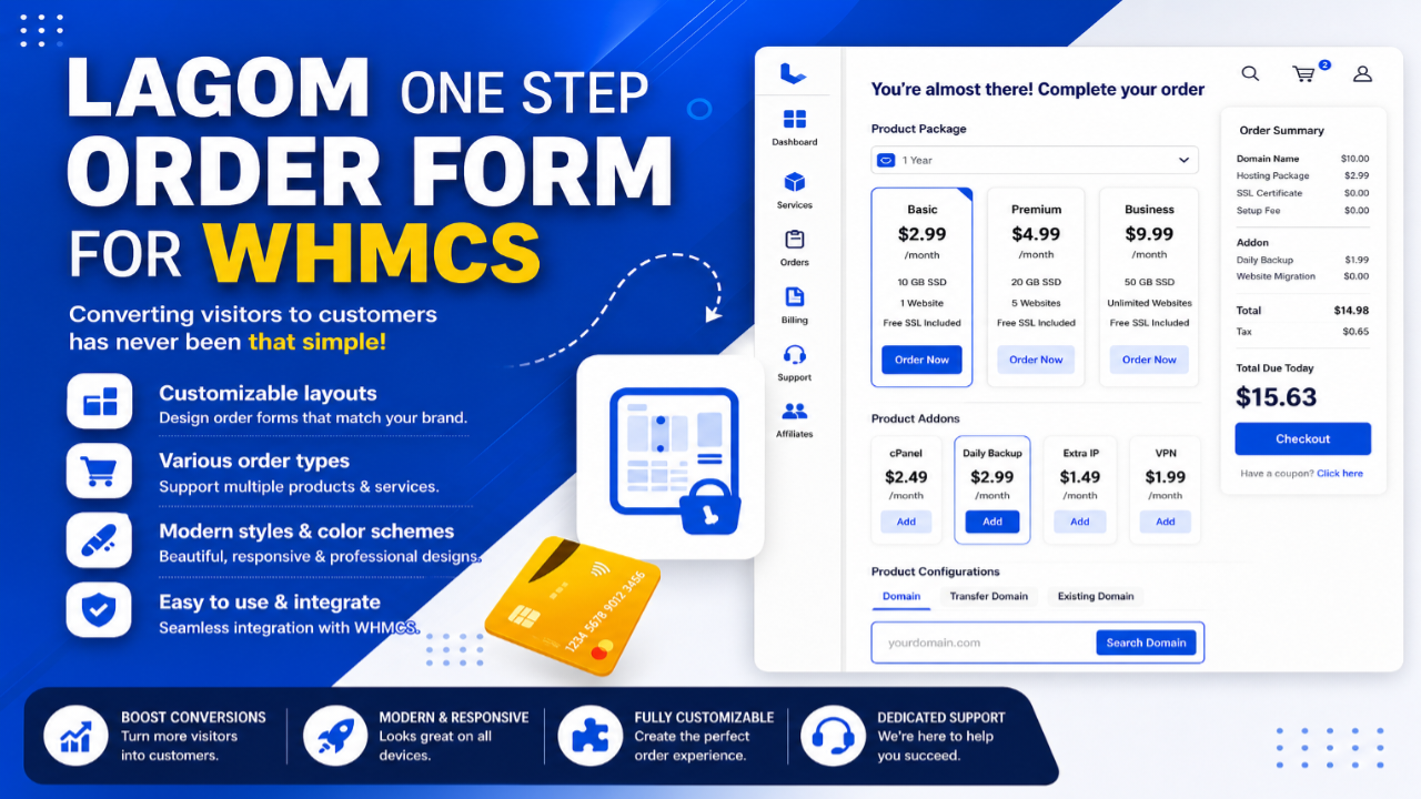 Lagom One Step Order Form for WHMCS – High-Converting Checkout Experience
