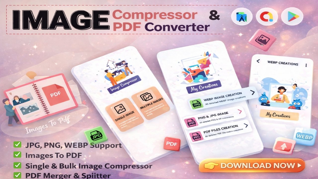 Image Compressor & PDF Converter Full Source Code | JPG, PNG, WEBP to PDF Script