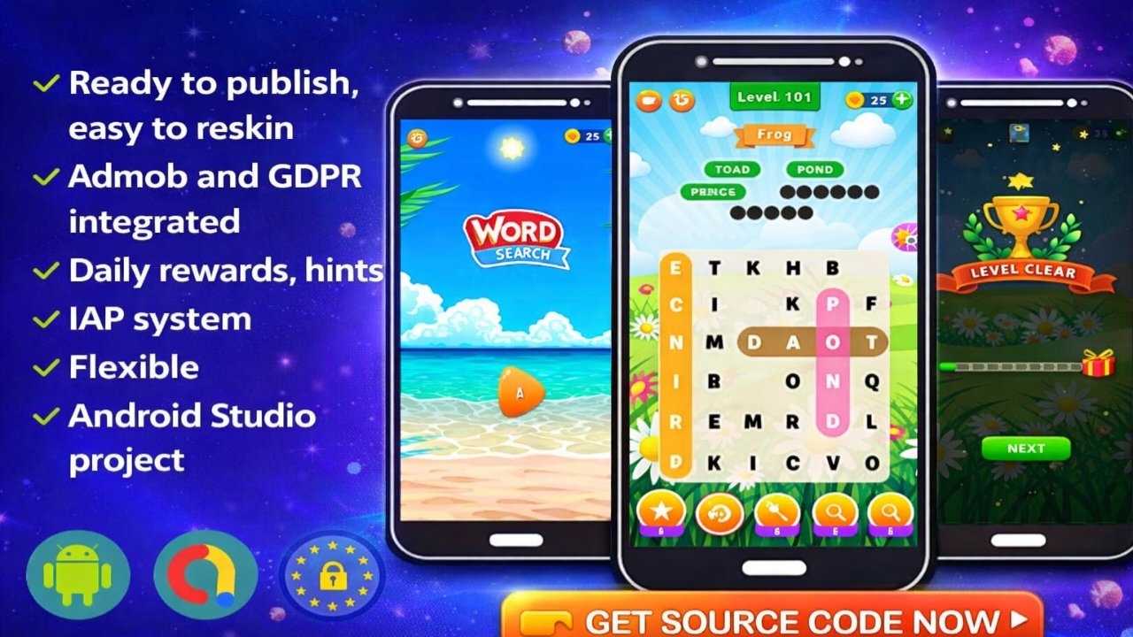 Word Search Puzzle Game – Android App with AdMob, IAP & Full Source Code