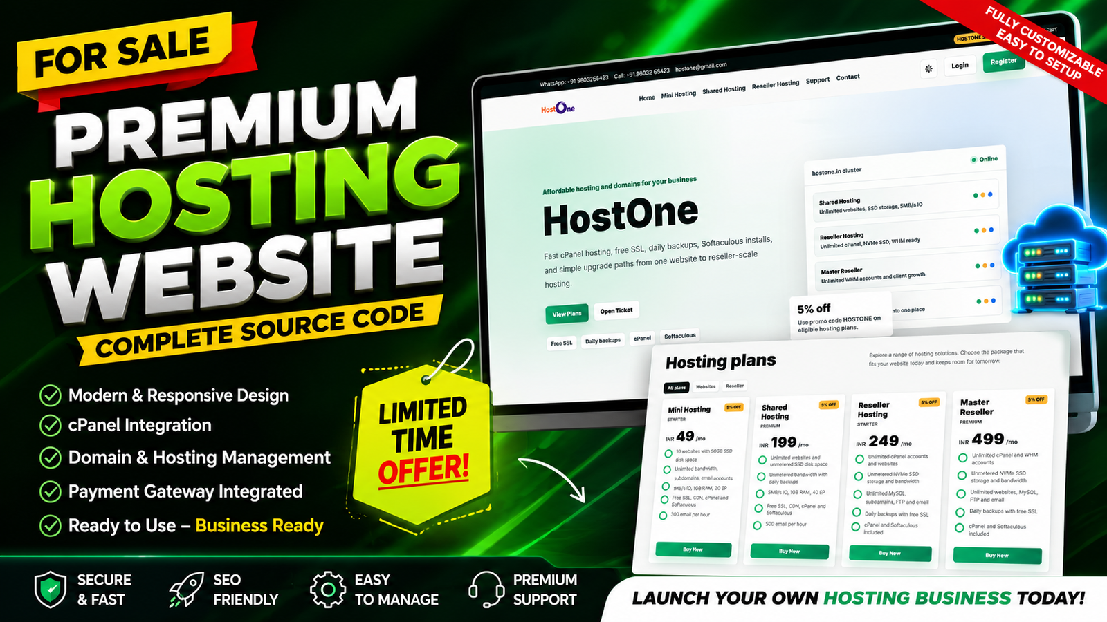 Premium Hosting Website Source Code for Sale | Complete WHMCS Hosting Script | Responsive Hosting We