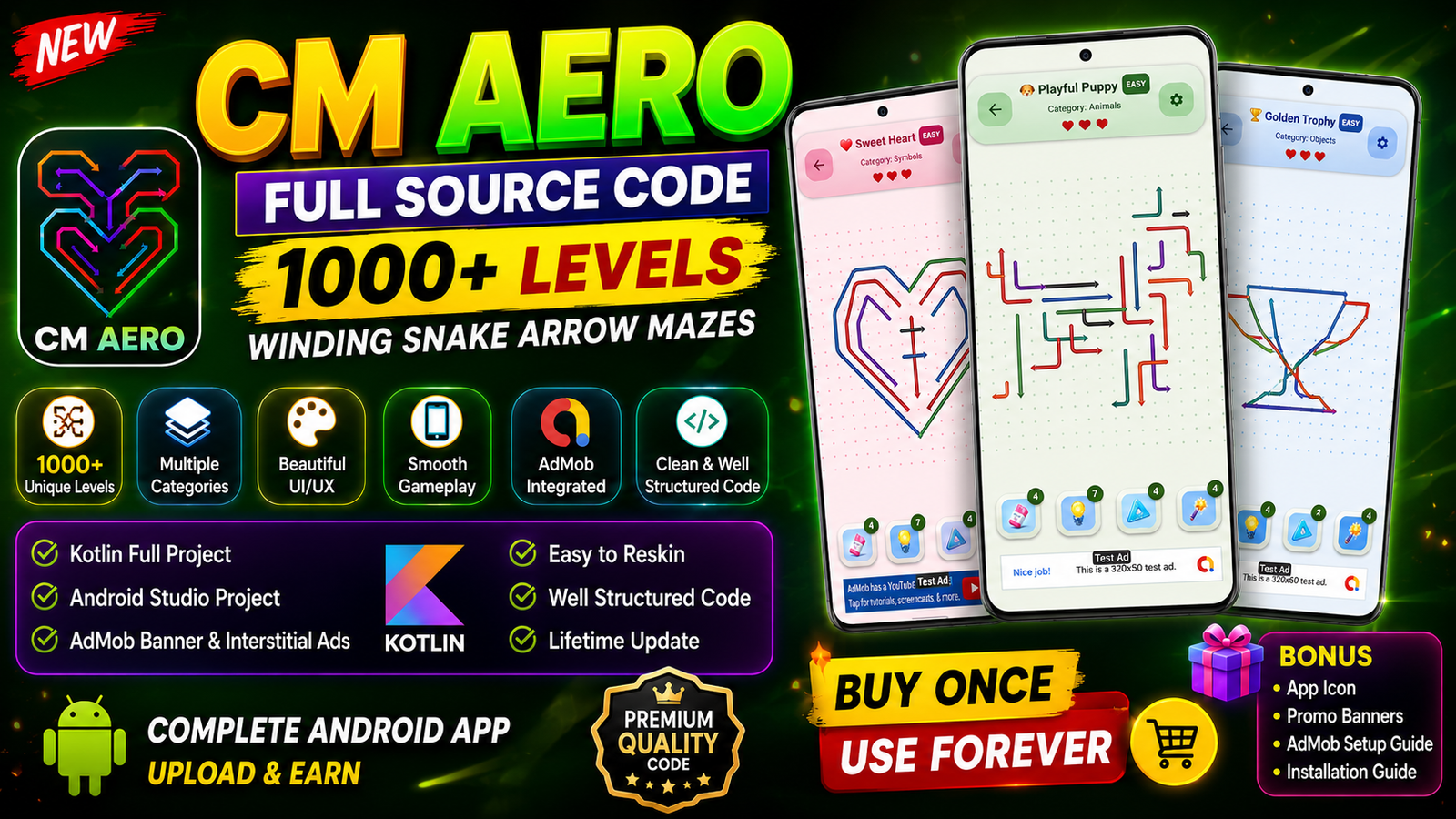 CM Aero - Premium Kotlin Android Game Source Code (1000+ Levels & AdMob)