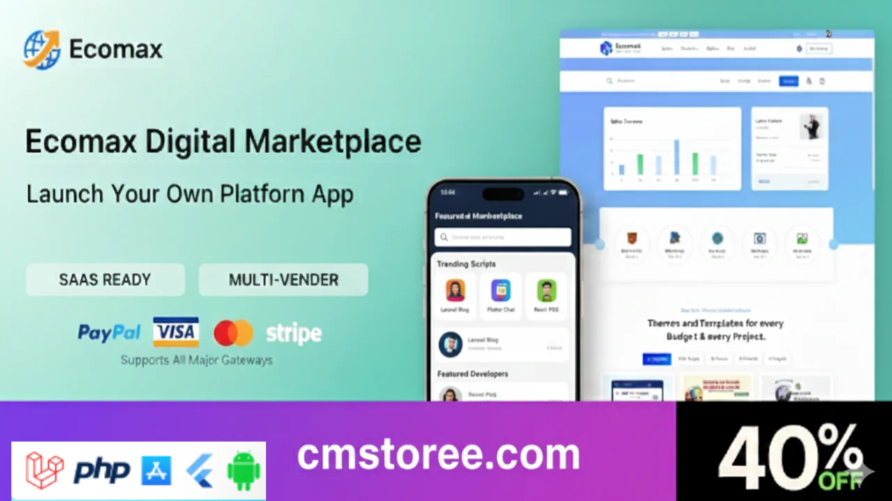 Ecomax - Ultimate Digital Marketplace Laravel Script with Flutter Mobile App (SaaS Ready)