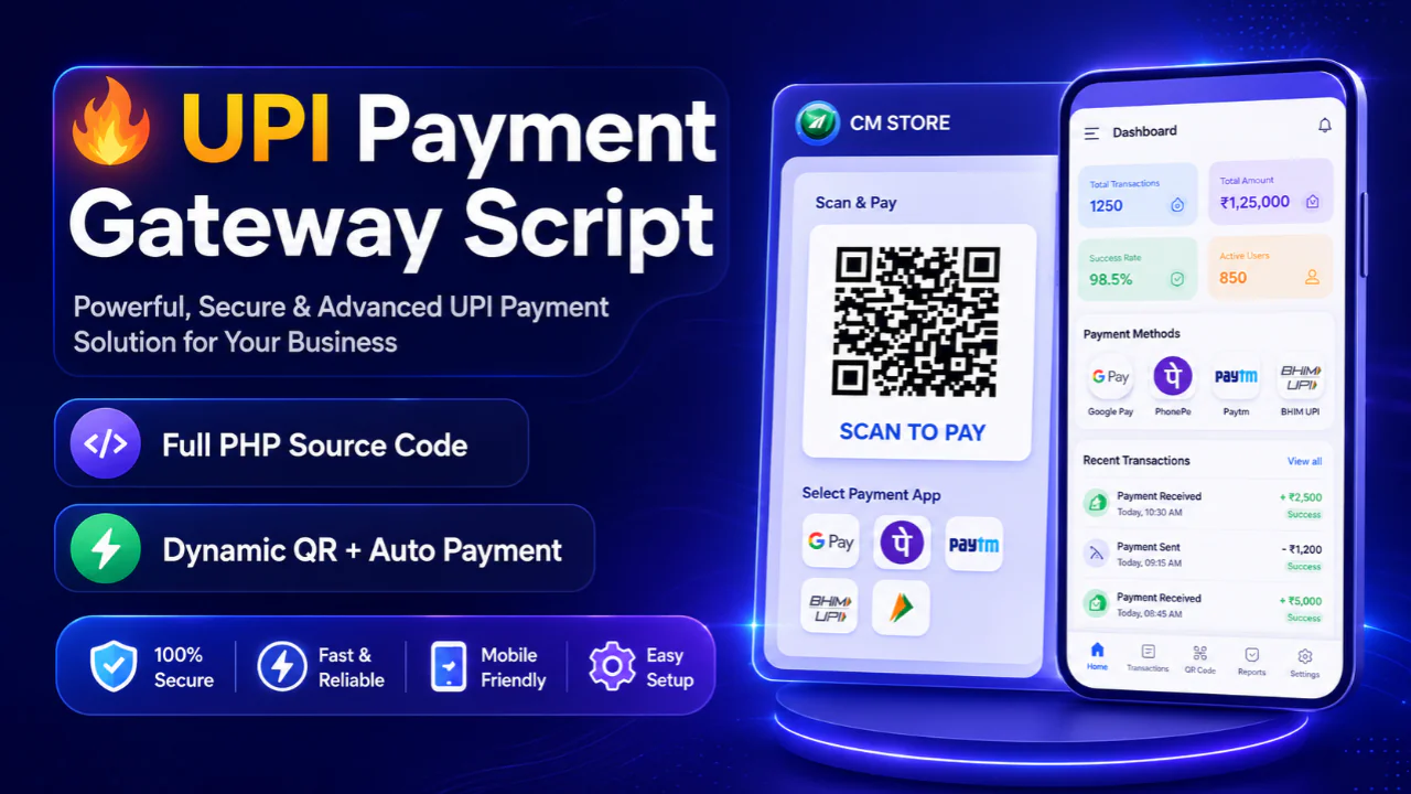 19  Secure UPI Gateway Source Code | GPay, Paytm Intent Working
